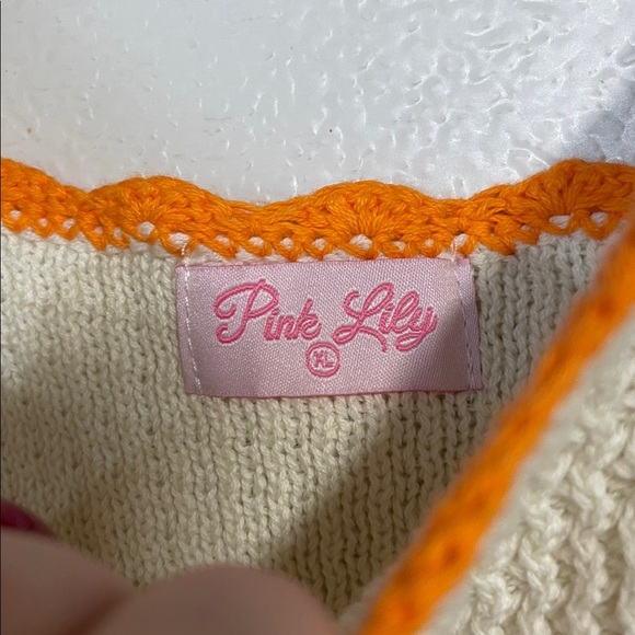 PINK LILY WOMENS KNIT SWEATER SQUARE NECK PINK GREEN XL - Picture 4 of 5